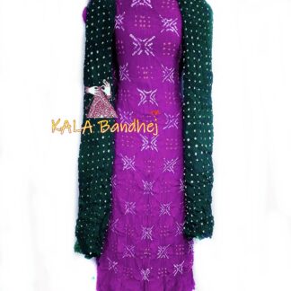 Magenta – Parrot Crepe Silk Bandhani DressMaterial Crepe Silk Suit