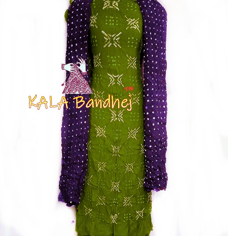 Mehndi – Magenta Crepe Silk Bandhani DressMaterial Crepe Silk Suit