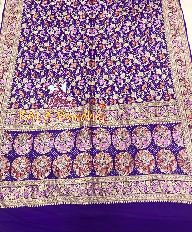 Purple Minakari Bandhani Shikargarh Banarasi Dupatta Banarasi Bandhani Dupatta