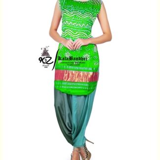 Parrot Gaji Silk Patiala Suit Dress Materials