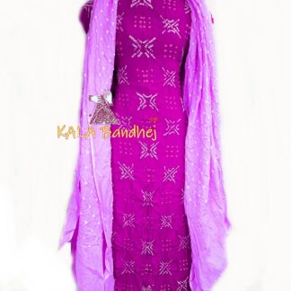 Purple – L Parrot Crepe Silk Bandhani DressMaterial Crepe Silk Suit