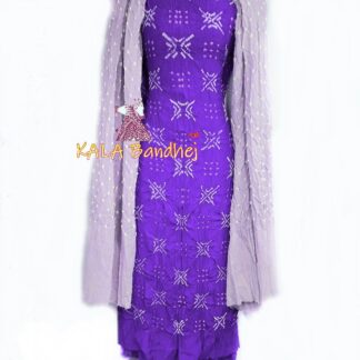 Purple – L Parrot Crepe Silk Bandhani DressMaterial Crepe Silk Suit