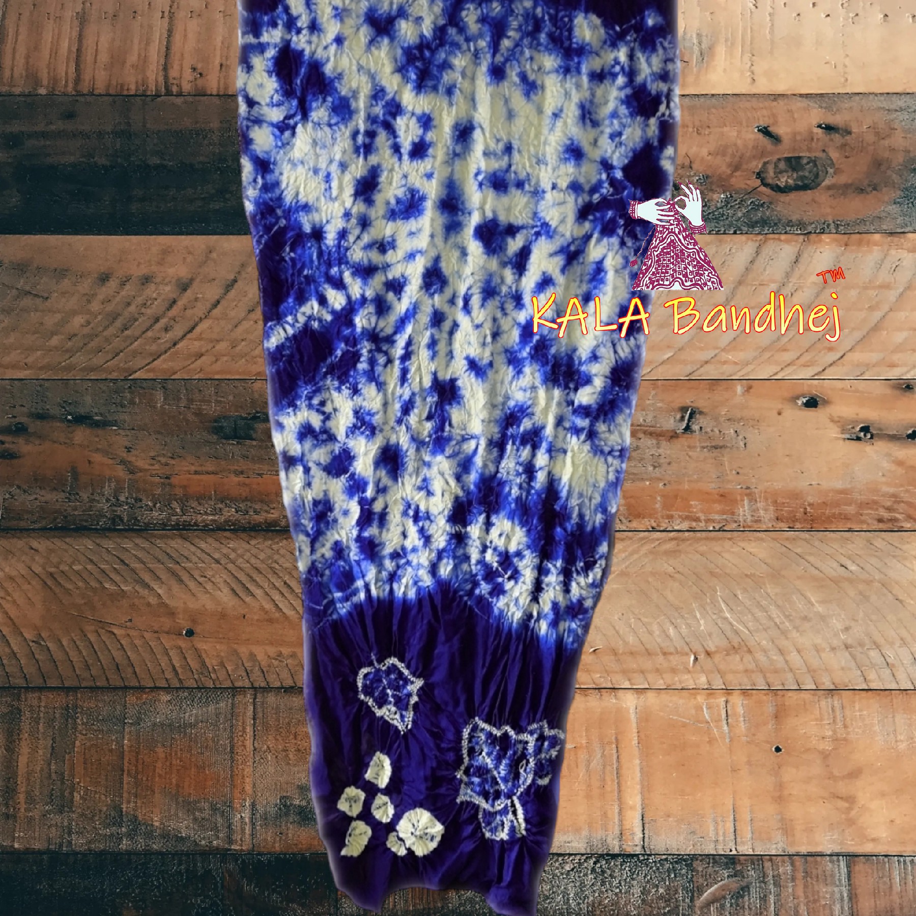 Purple Pure GajiSilk Designer Stole Tie-Dye Shibori Bandhani Stole