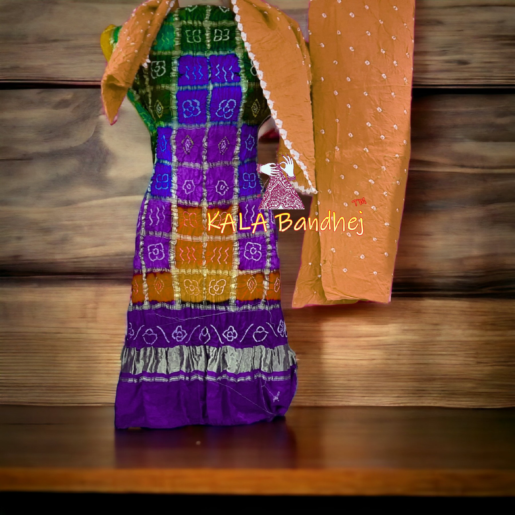 Purple Bandhani Gharchola Dress Material Pure GajiSilk Bandhani Dress Material