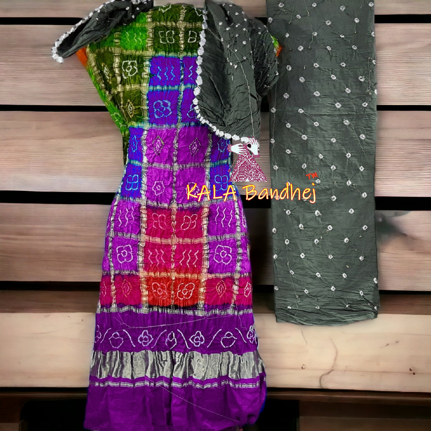 Magenta Silver Bandhani Gharchola Dress Material Pure GajiSilk Bandhani Dress Material