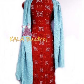 Red – Sky Crepe Silk Bandhani DressMaterial Crepe Silk Suit