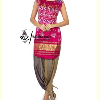 Deep-Pink Gaji Silk Patiala Suit Dress Materials