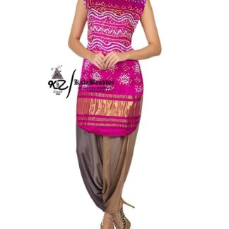 Megenta Gaji Silk Patiala Suit Dress Materials