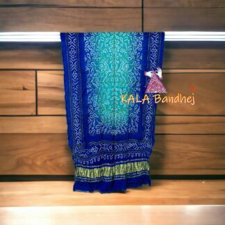 Blue Sky Ambadal Bandhani Dupatta Pure Gaji Silk Ambadal Design
