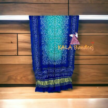 Blue Sky Ambadal Bandhani Dupatta Pure Gaji Silk Ambadal Design