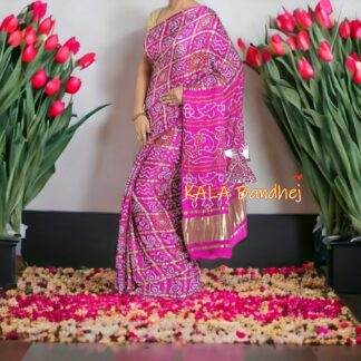 Pink GajiSilk Bandhani Gharchola-Saree Bandhani Saree