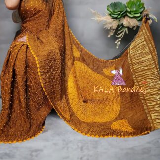 Mahendi Parrot Shibori Bandhani Saree Pure Modal Silk Bandhani Saree