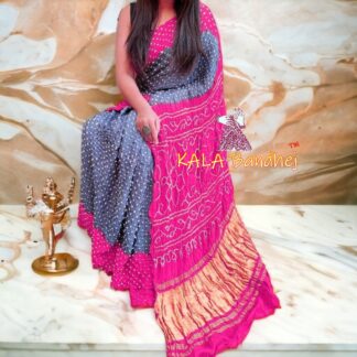 Lovely Pink Pure GajiSilk Bandhani Saree Bandhani Saree