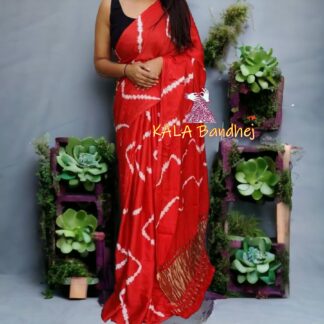 Red Shibori Leheriya Saree Pure Modal Silk Explore
