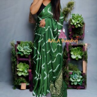 Green Shibori Leheriya Saree Pure Modal Silk Explore
