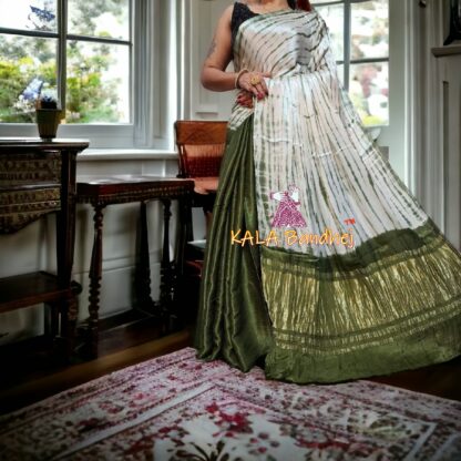 Dark Mahendi Shibori Saree Pure Modal Silk Tie Dye Explore