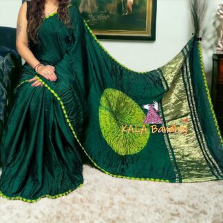 Green Shibori Saree Pure Modal Silk Color Edges Explore