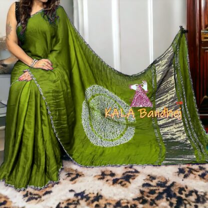 Mahendi Shibori Saree Pure Modal Silk Color Edges Explore