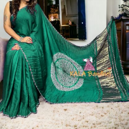 Rama Shibori Saree Pure Modal Silk Color Edges Explore