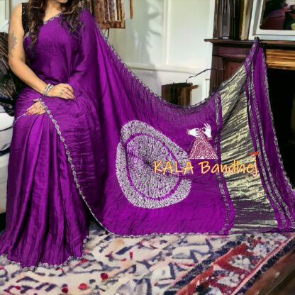 Purple Shibori Saree Pure Modal Silk Color Edges Explore