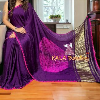 Brinjal Shibori Saree Pure Modal Silk Color Edges Explore